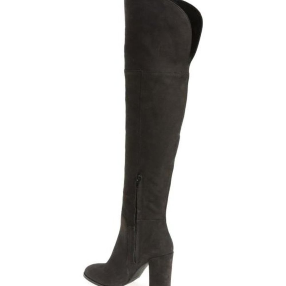 KENNETH COLE Women's Black Nubuck Leather Over The Knee Chunky Heel Boots 9 - Picture 3 of 9
